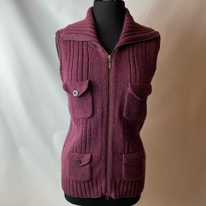 Eddie Bauer shawl collar chunky sweater vest large wine